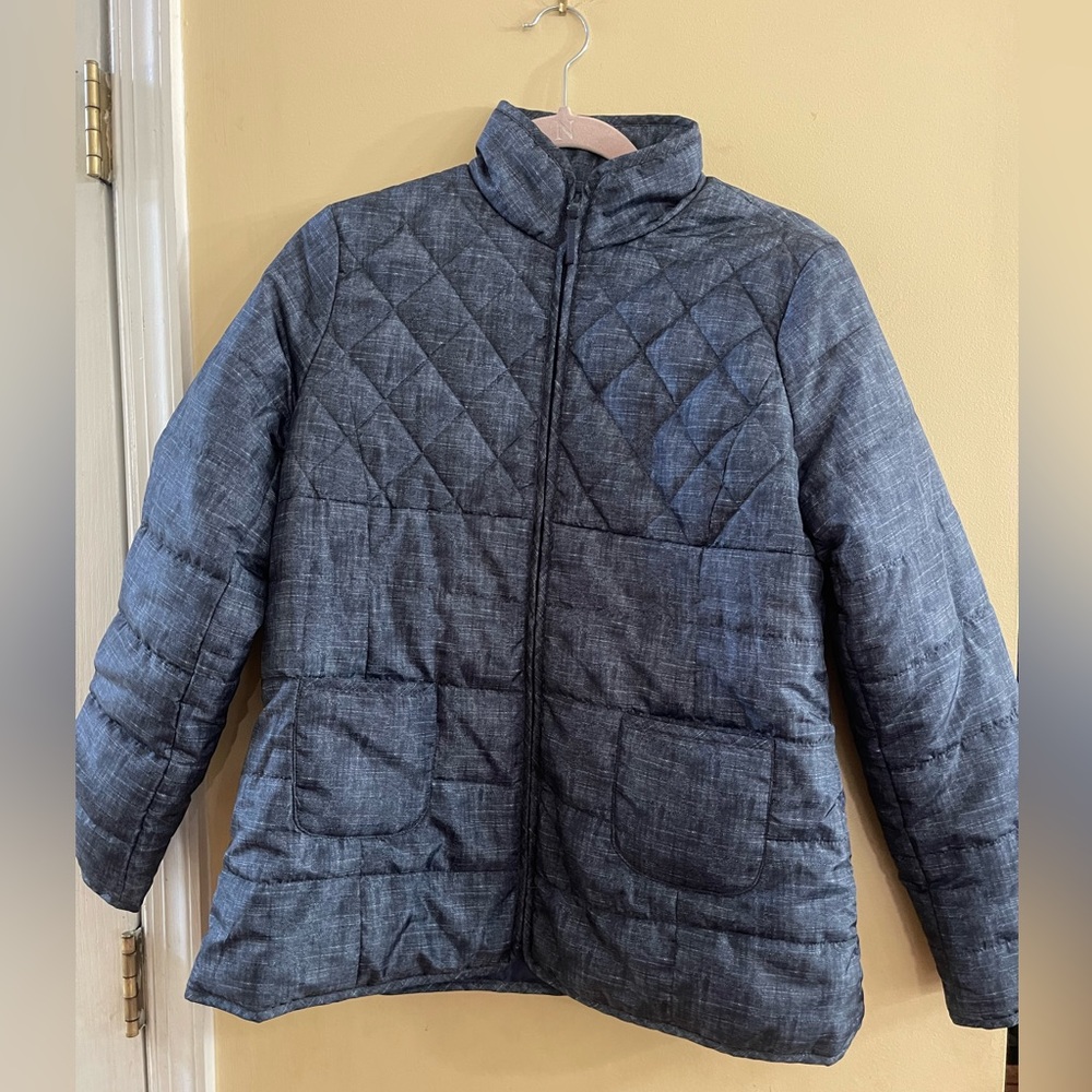 Soft Surroundings blue quilted lightweight puffer jacket, women’s small